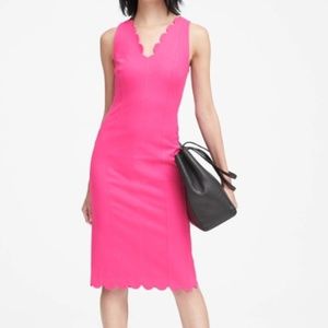 BANANA REPUBLIC PINK SCALLOPED BI STRETCH SHEATH